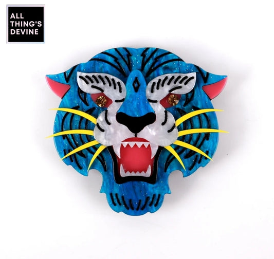 Brooch | Lapel Pin - Blue Tiger