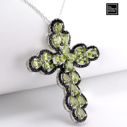 Sterling Silver Peridot Cross Pendant