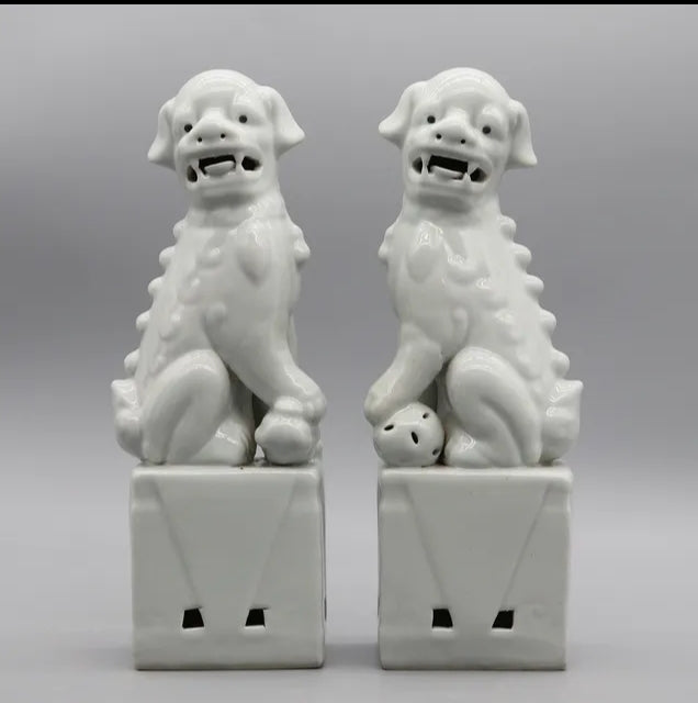 Foo Fu Temple Dogs/Lions Ceramic Statue Pair 27cm H