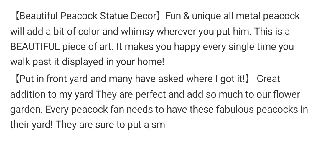 Metal Peacock Outdoor Decor