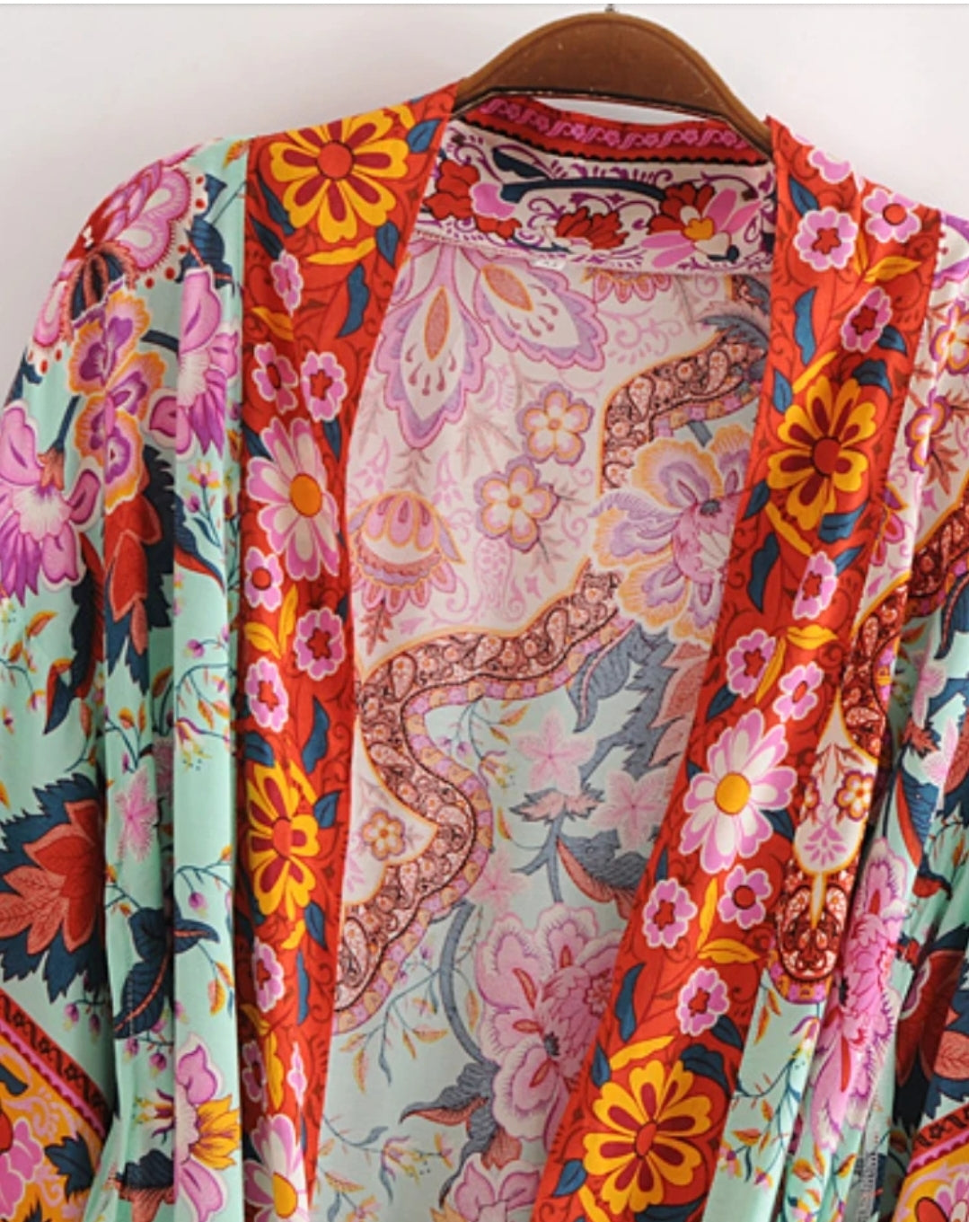 Boho Vintage style Cotton Kimono Jacket long