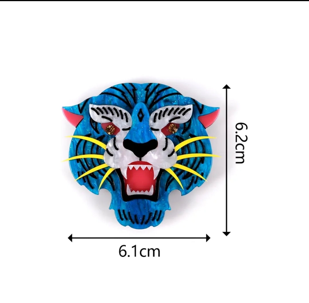 Brooch | Lapel Pin - Blue Tiger