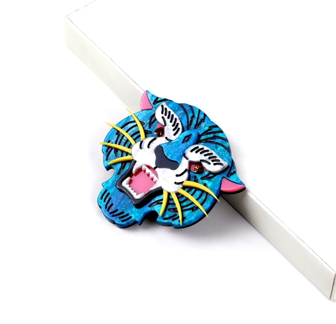 Brooch | Lapel Pin - Blue Tiger