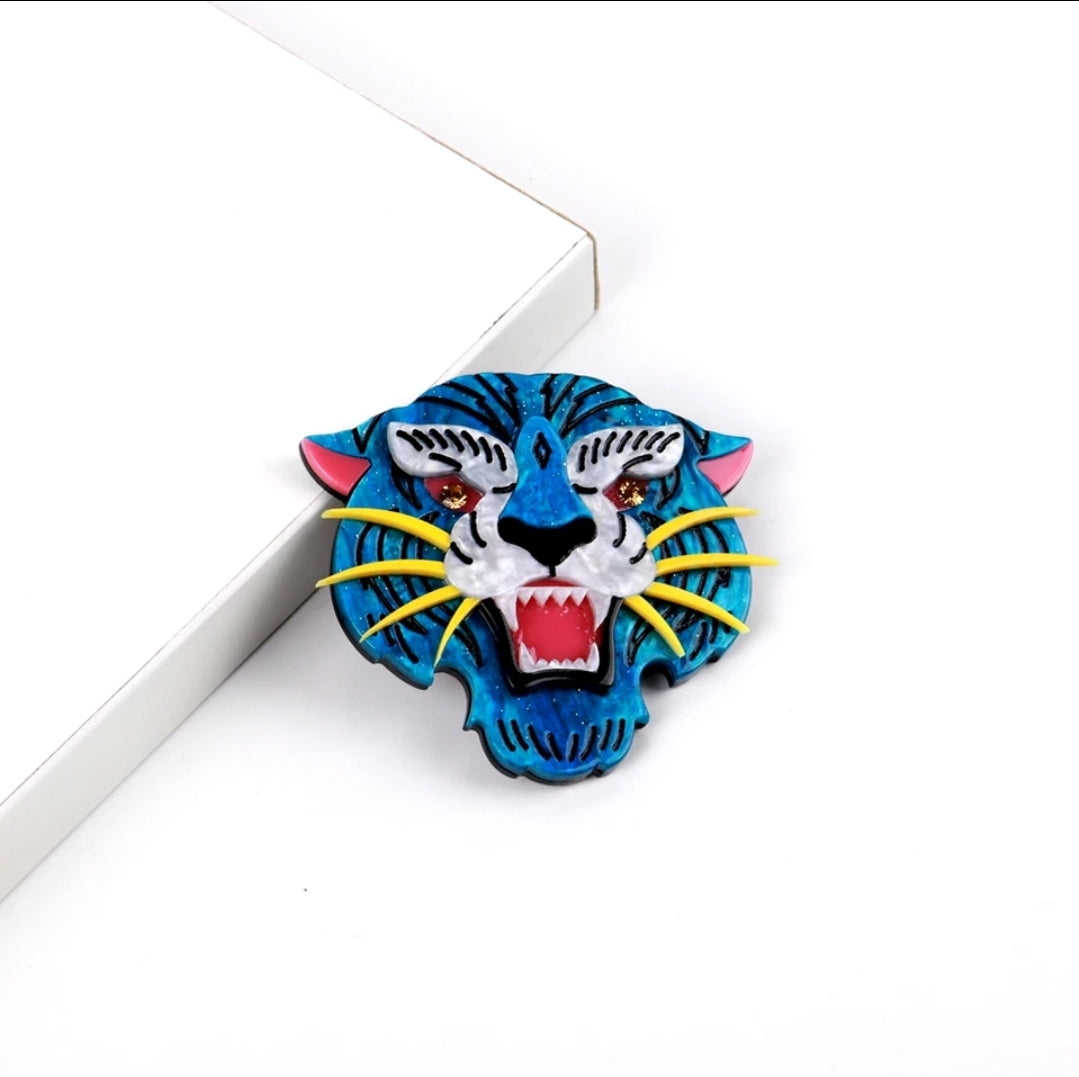 Brooch | Lapel Pin - Blue Tiger