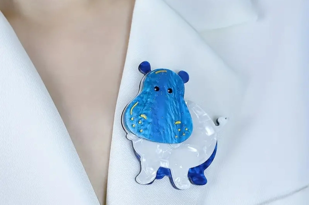 Brooch | Lapel Pin - African Hippopotamus