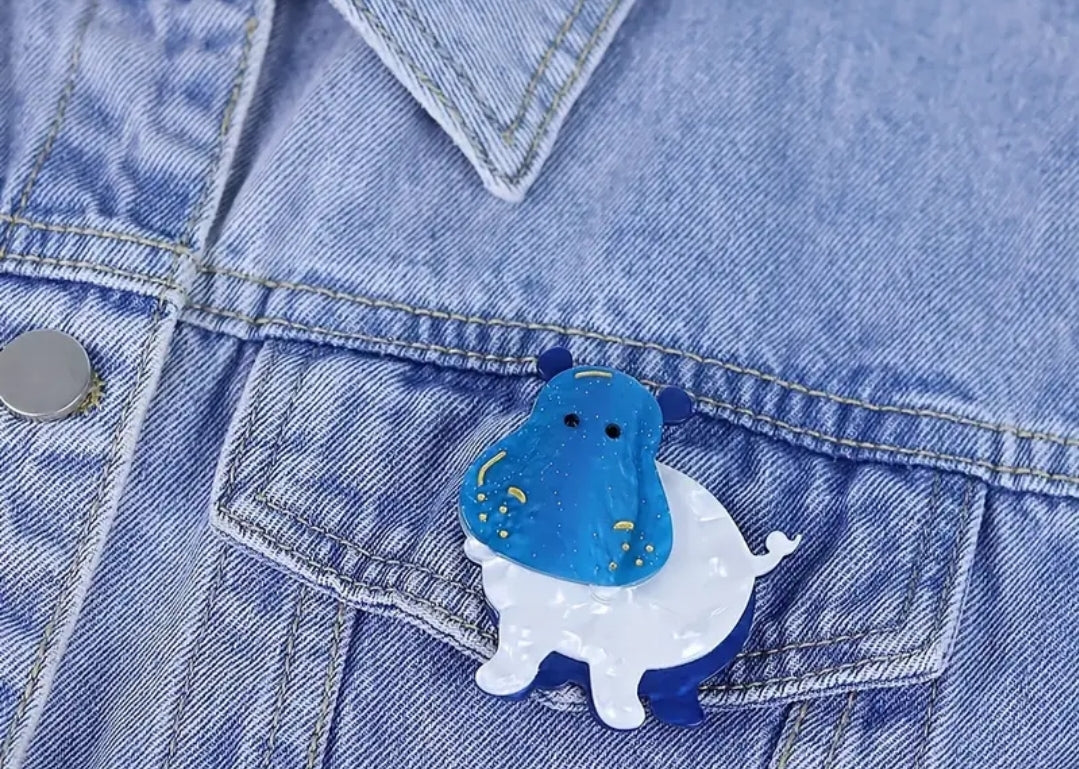 Brooch | Lapel Pin - African Hippopotamus