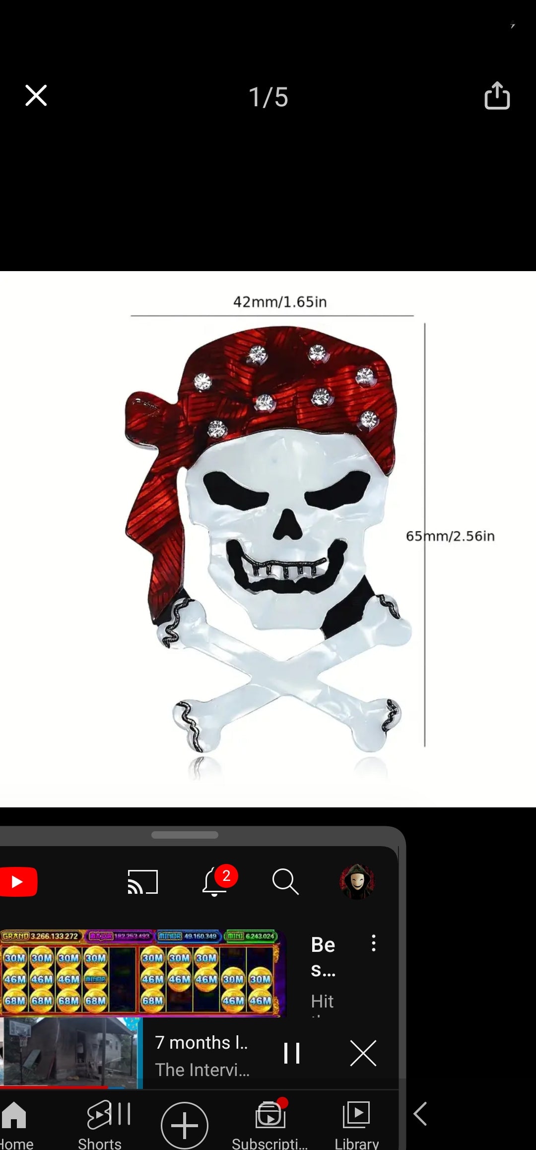 Brooch | Lipel Pin - Pirate Skull