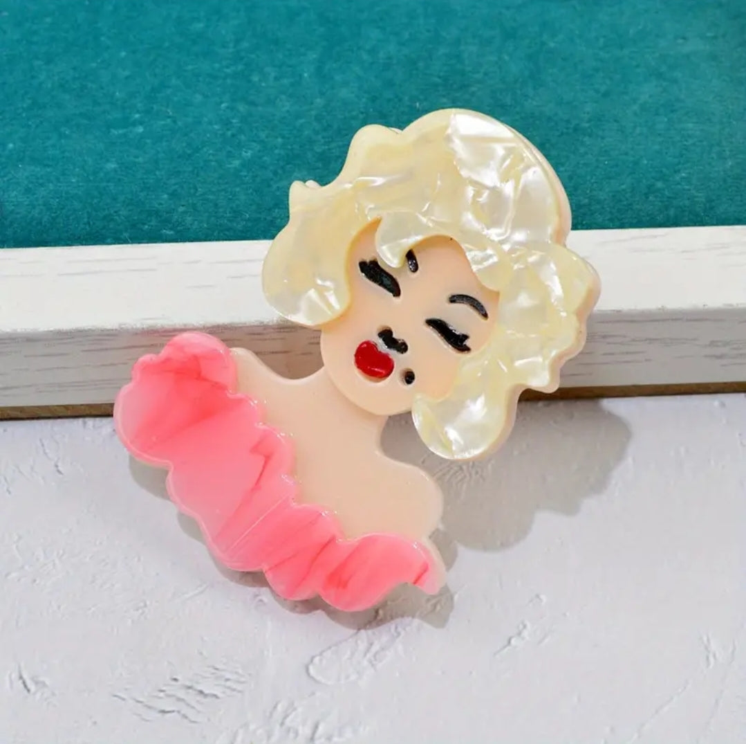 Brooch | Lipel Pin - Marilyn Monroe Pink Top