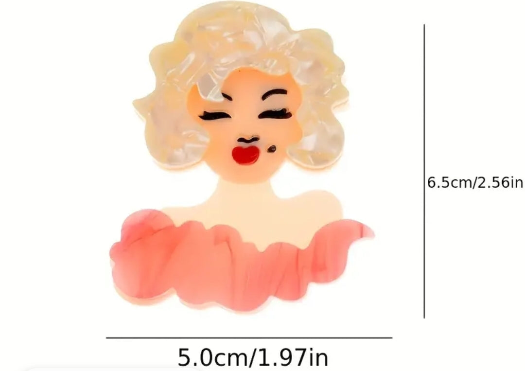 Brooch | Lipel Pin - Marilyn Monroe Pink Top