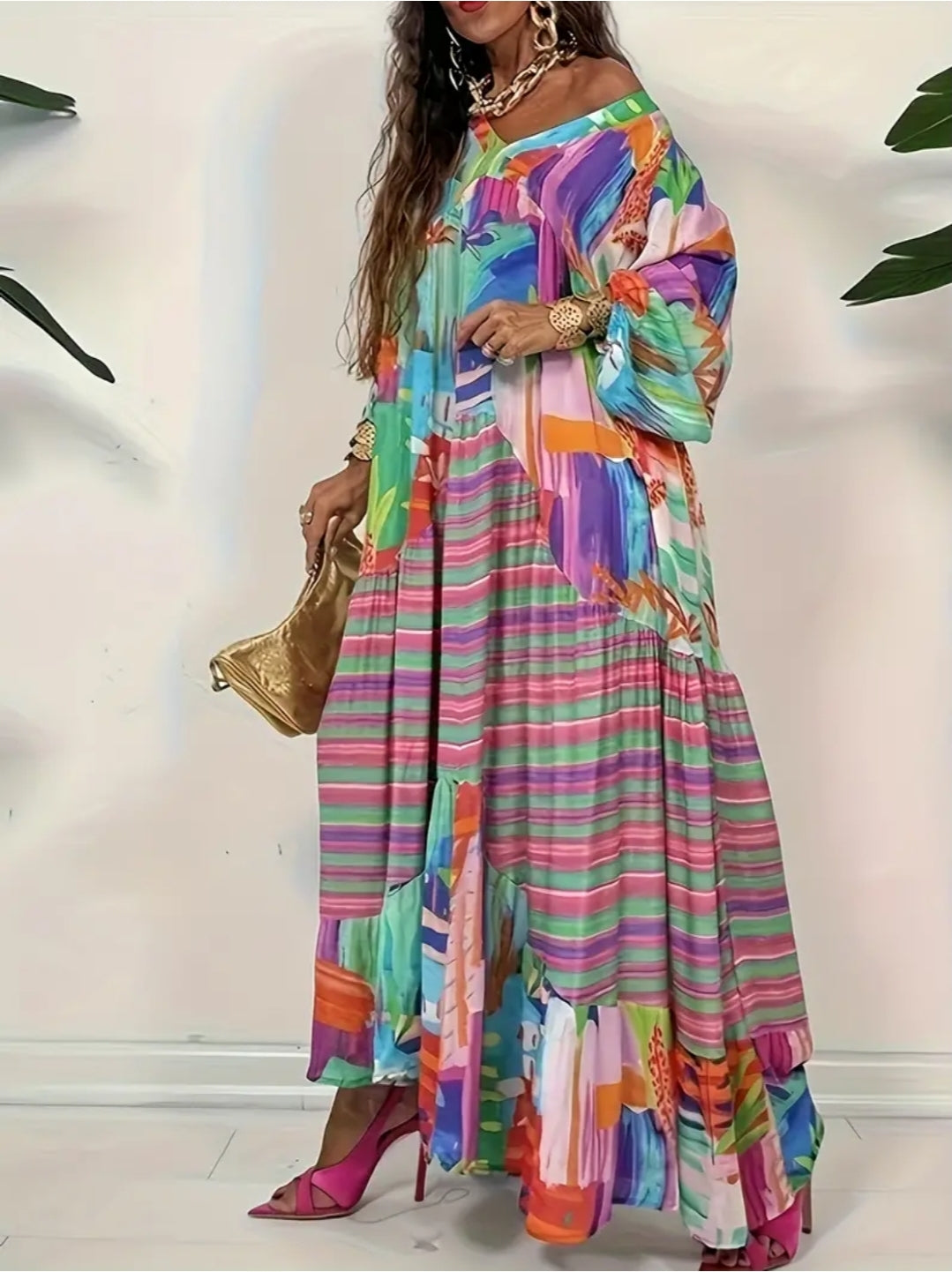 Plus Size Women's wear - Feminine  Flowy Dress