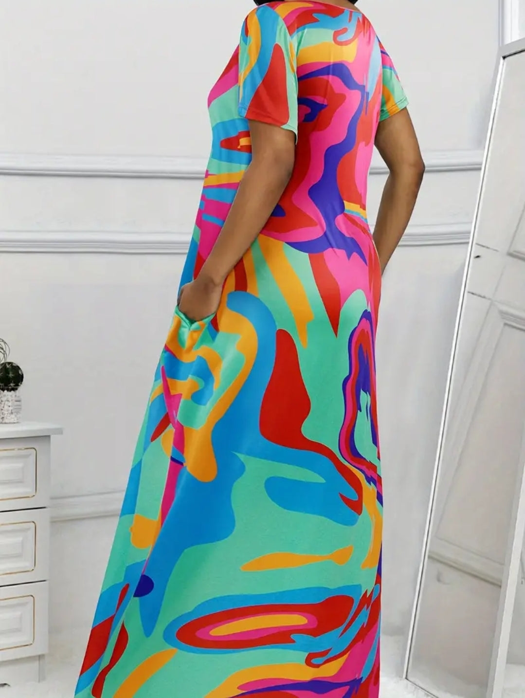 Plus Sized Women's Clothing - Colourful Swirl Dress