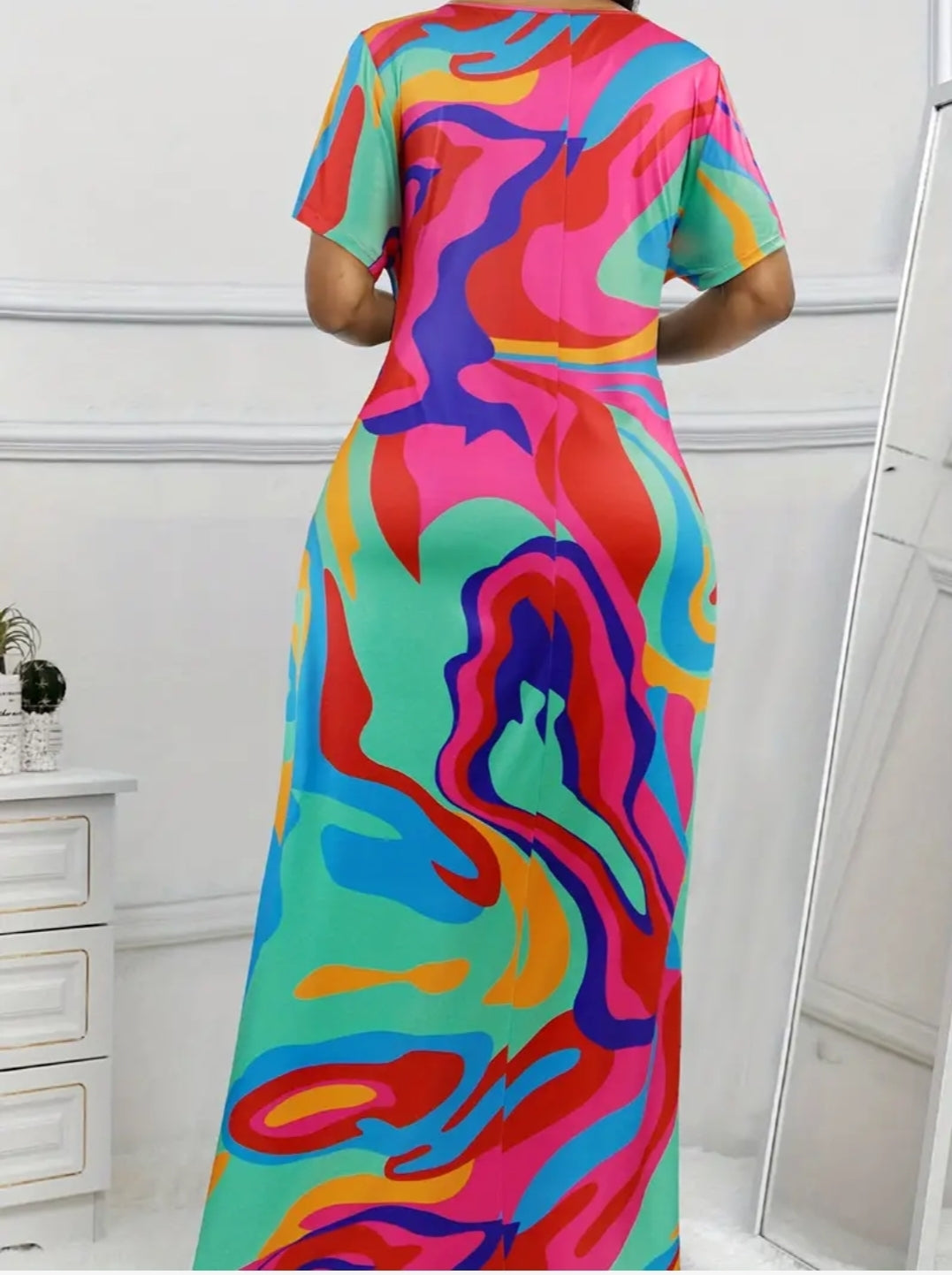 Plus Sized Women's Clothing - Colourful Swirl Dress