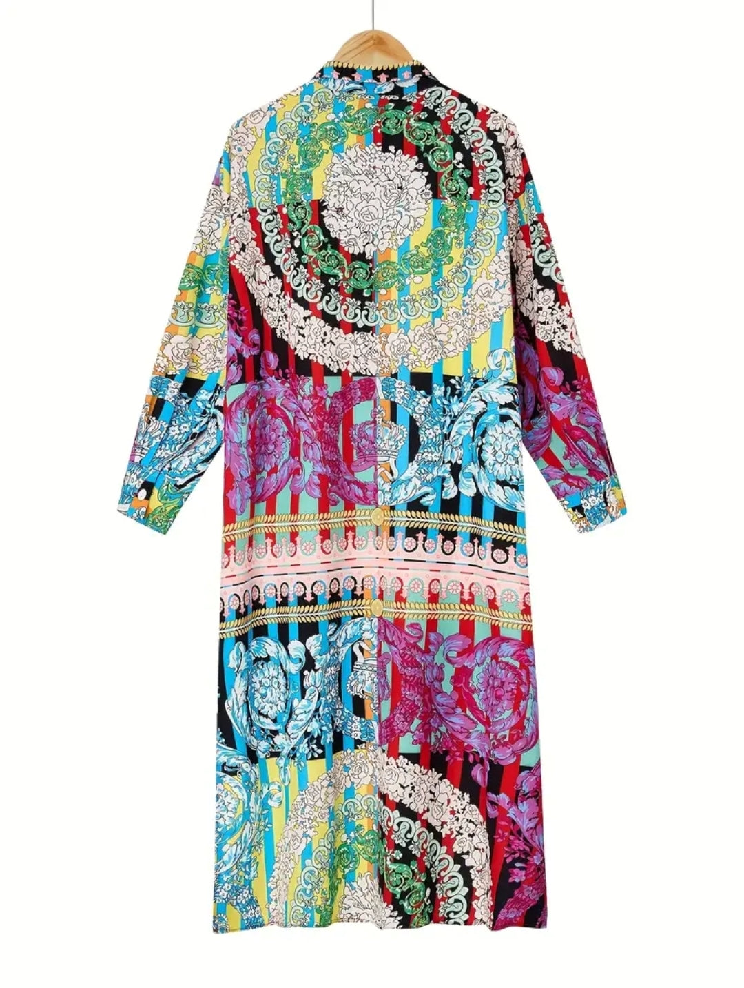 Plus Size Women's Wear - Boho Patchwork Jacket Dress