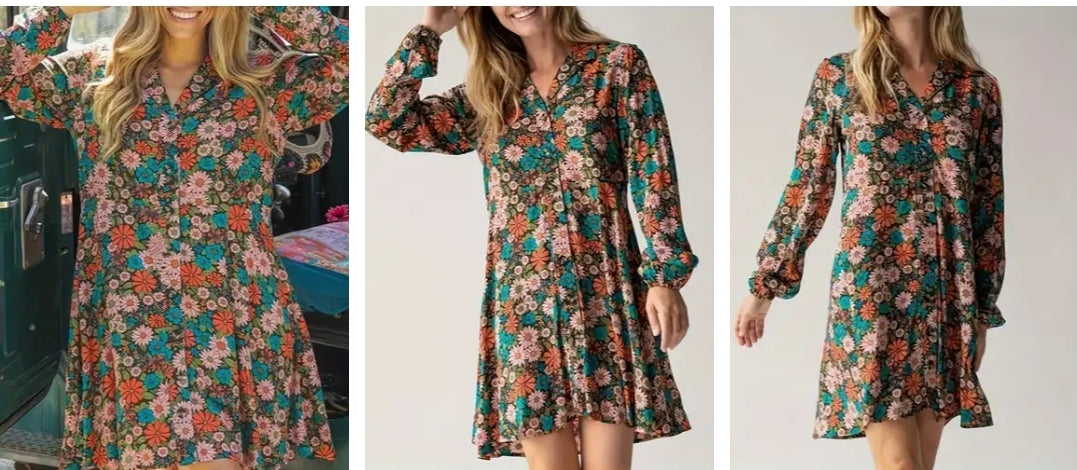 Plus Sized Womens Wear - Floral Comfortable Midi Dress