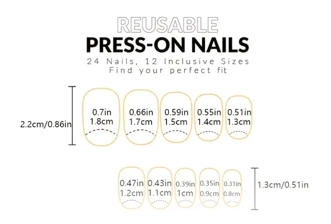 Nails - Press on Matt Mixed Colour Nail Set