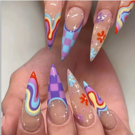 Nails - Drop Shape Long pointed Press on Fun.