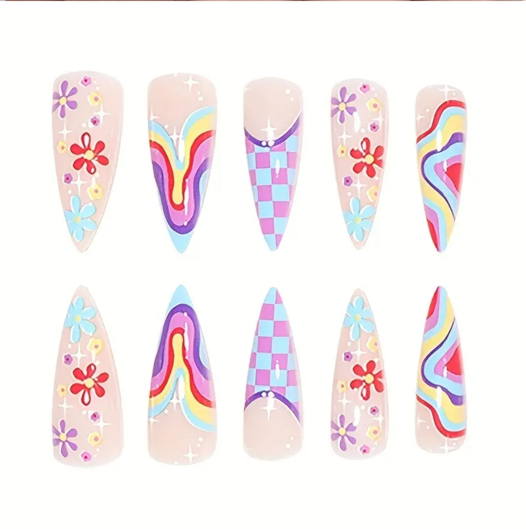 Nails - Drop Shape Long pointed Press on Fun.