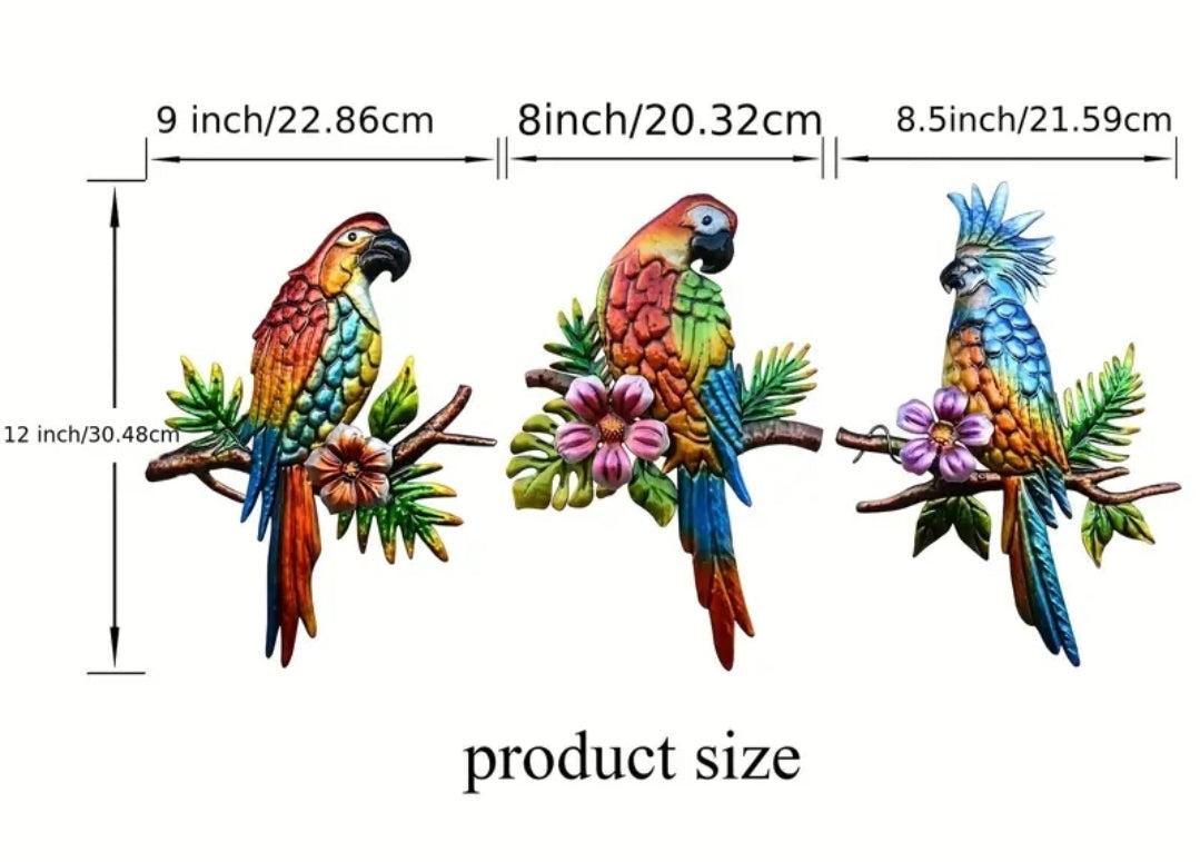 Gardening| 3 pc Parrot Wall Decor