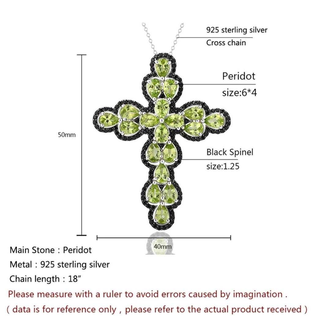 Sterling Silver Peridot Cross Pendant