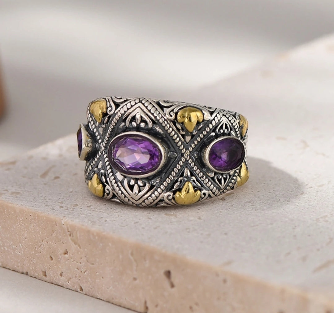 Natural Amethyst Sterling Silver Ring