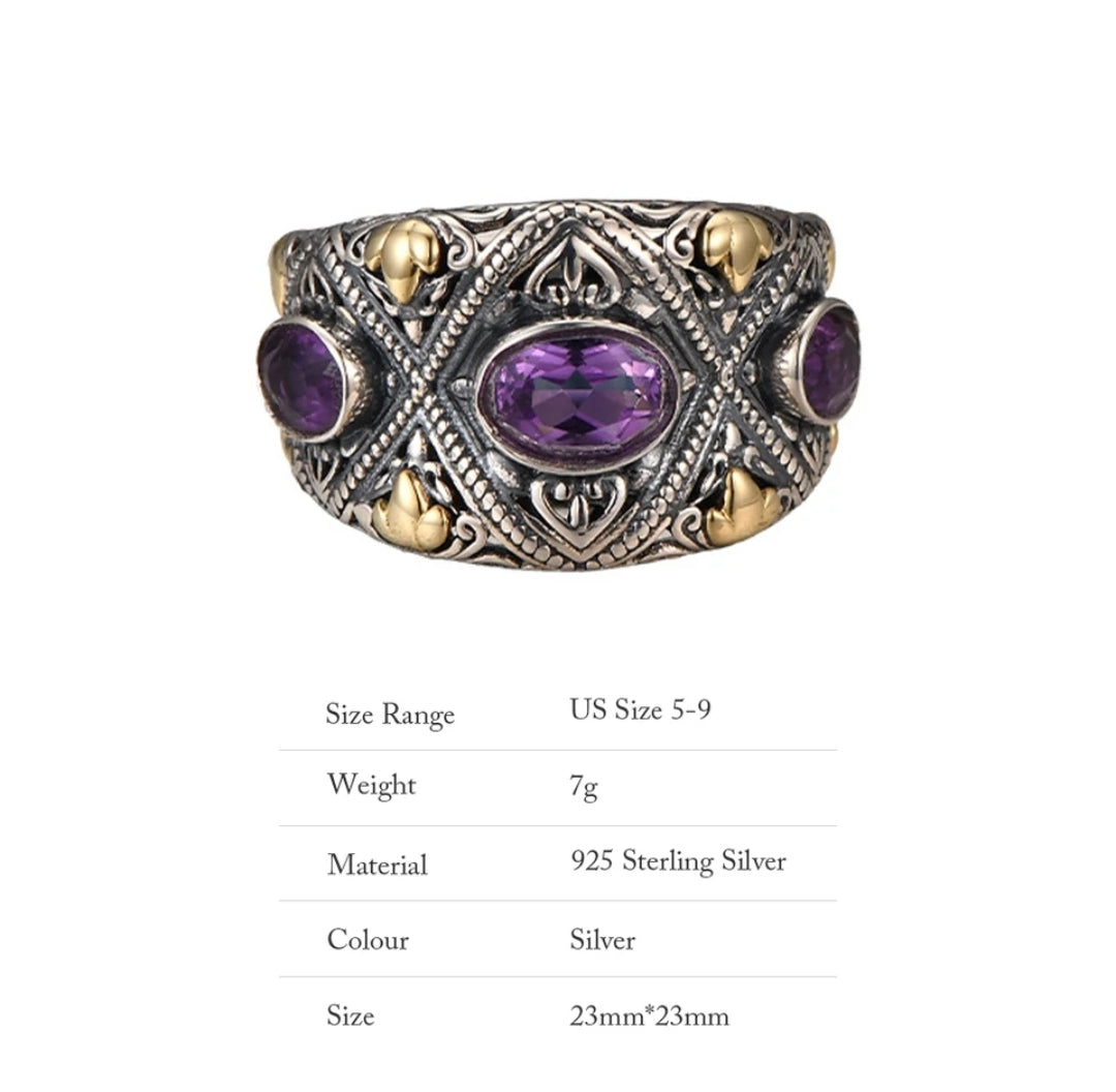 Natural Amethyst Sterling Silver Ring