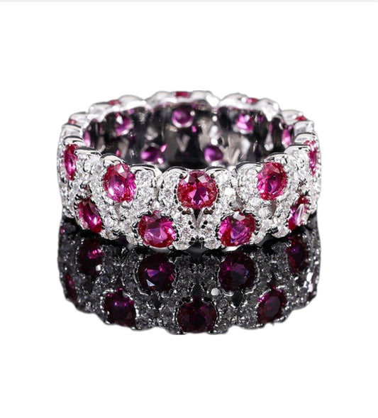 Vintage style Sterling Silver Ruby Band