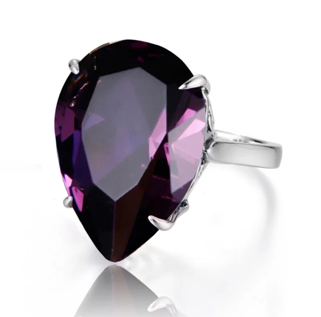 Amethyst Statement Ring Sterling Silver