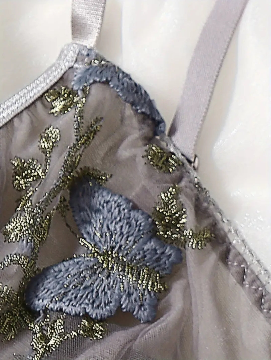 Teddy Body Suit - Embroidered Butterfly: Sz S|M|L