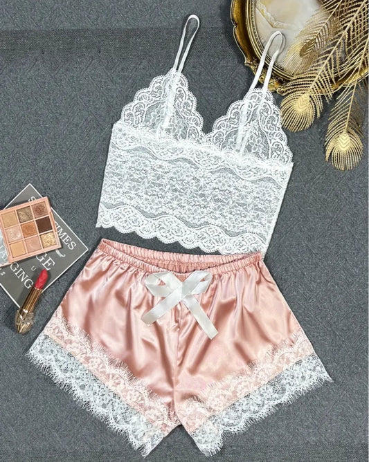 Pyjamas Silky Lace Set - Sz: XS - XXL