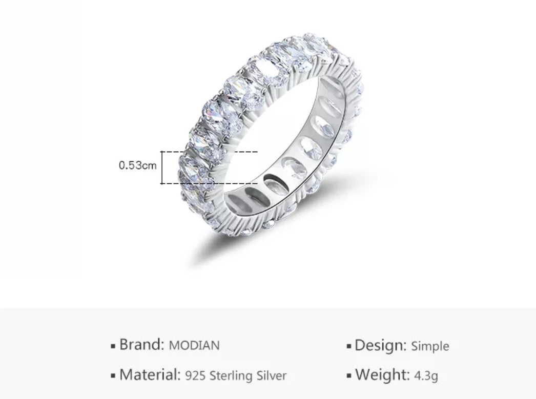 Sterling Silver Ring - Zirconia Encrusted Band