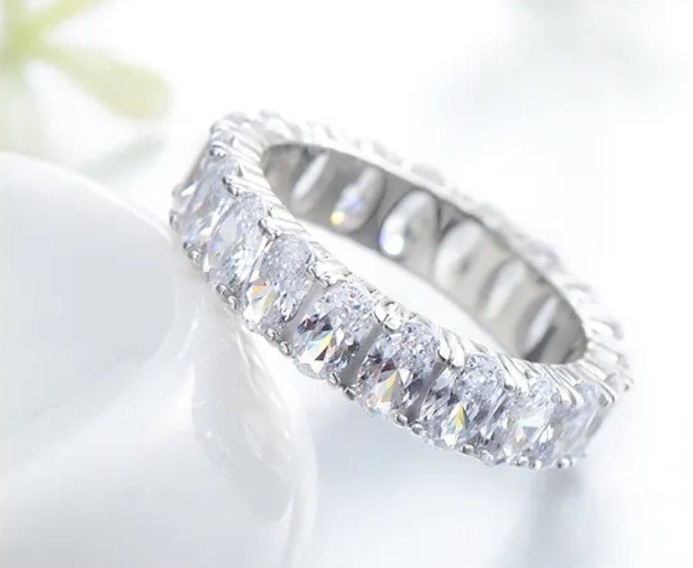 Sterling Silver Ring - Zirconia Encrusted Band