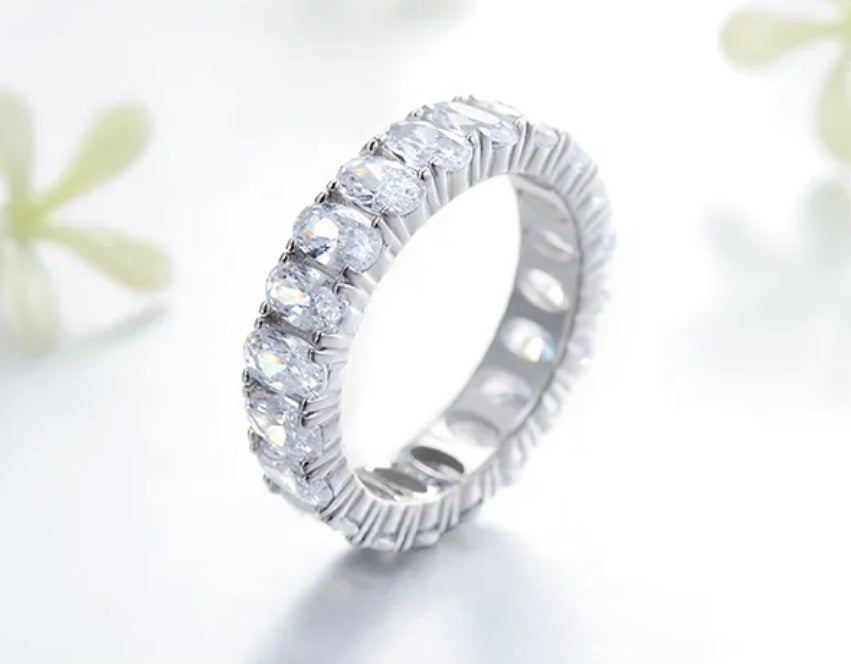 Sterling Silver Ring - Zirconia Encrusted Band