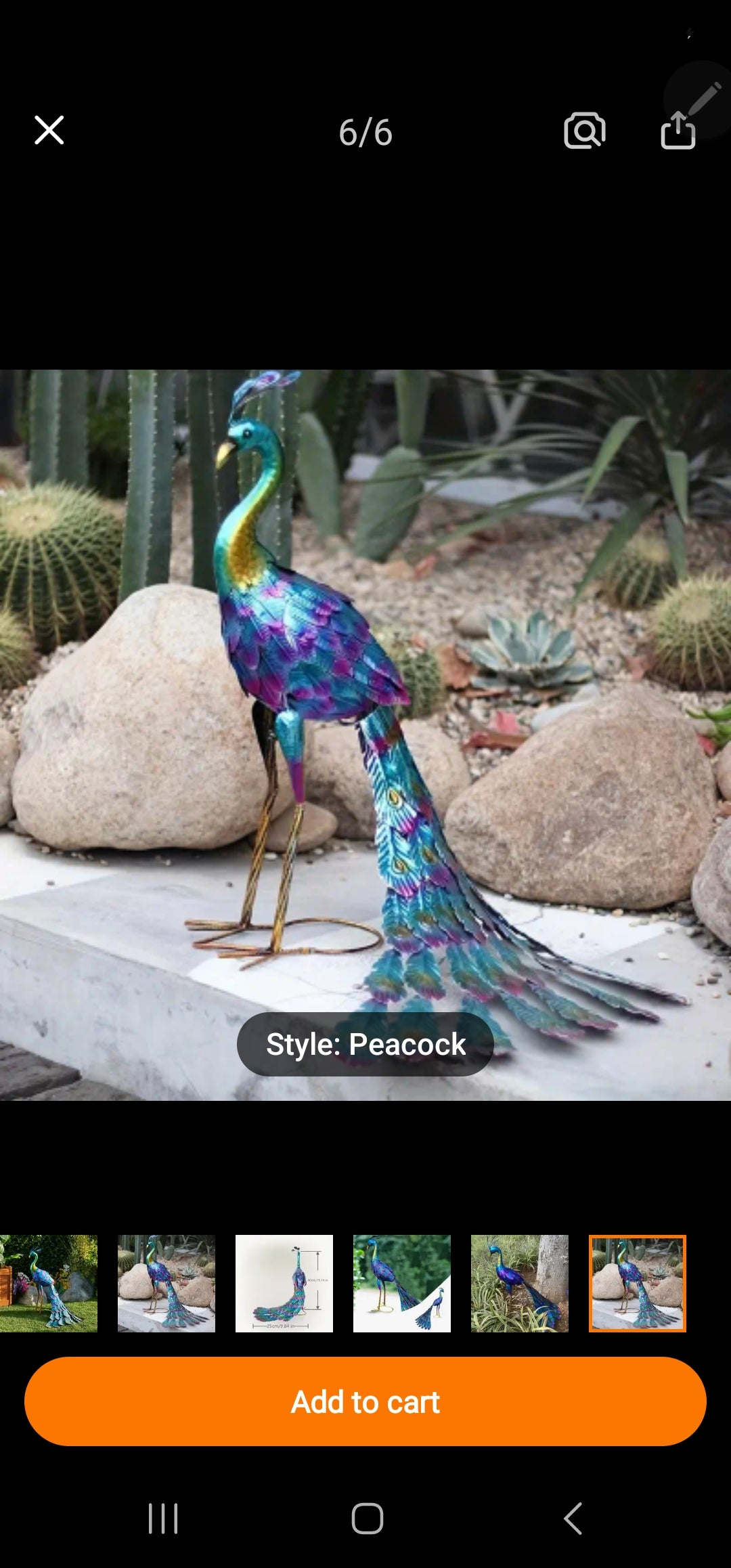 Peacock Tail Down Metal Decor Statue