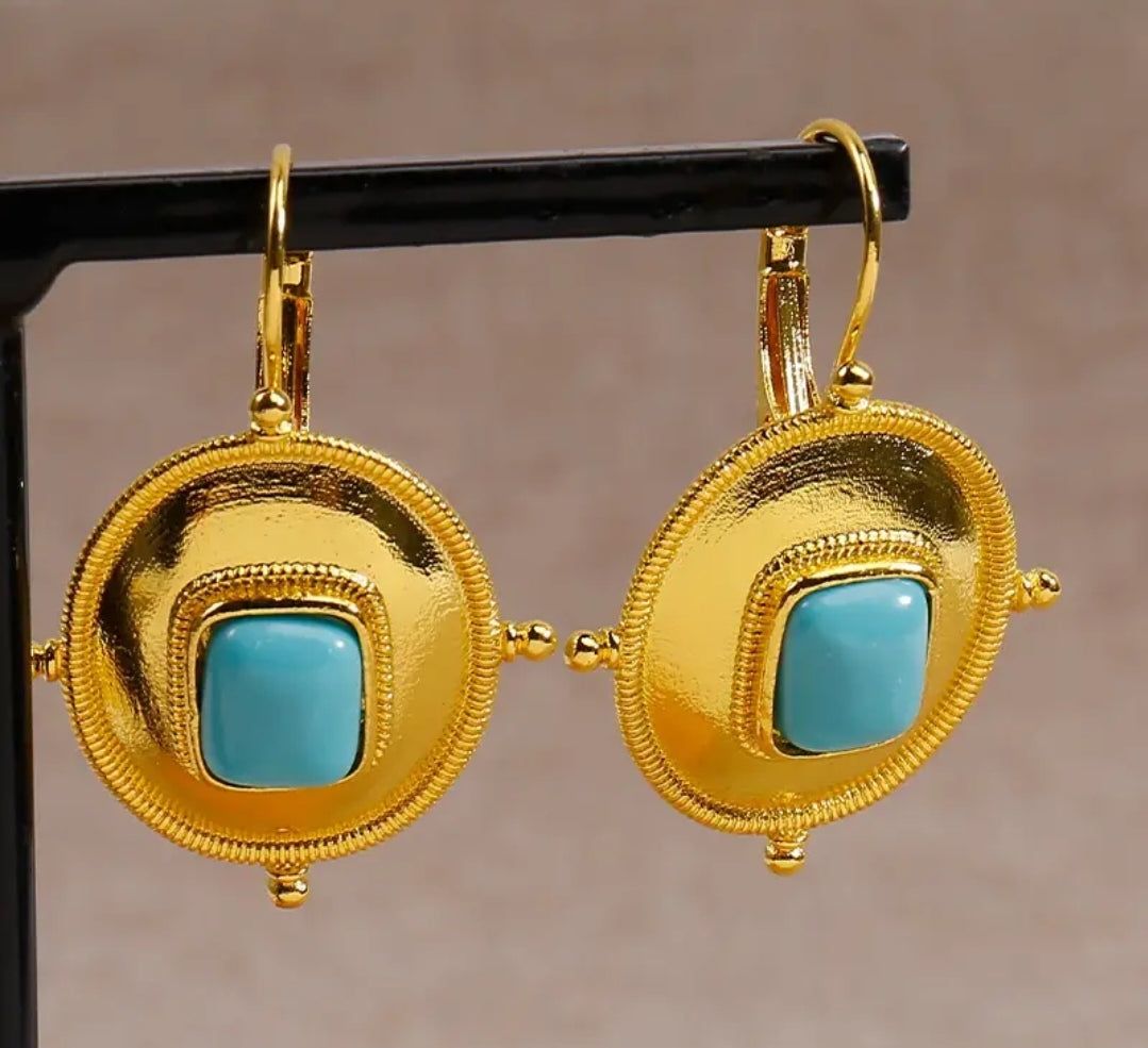 Golden zoval Turquoise Look Earrings