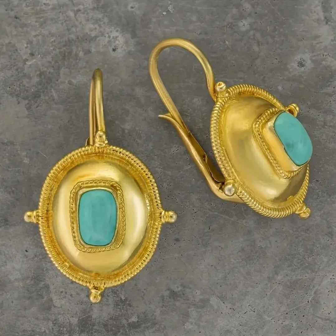 Golden zoval Turquoise Look Earrings