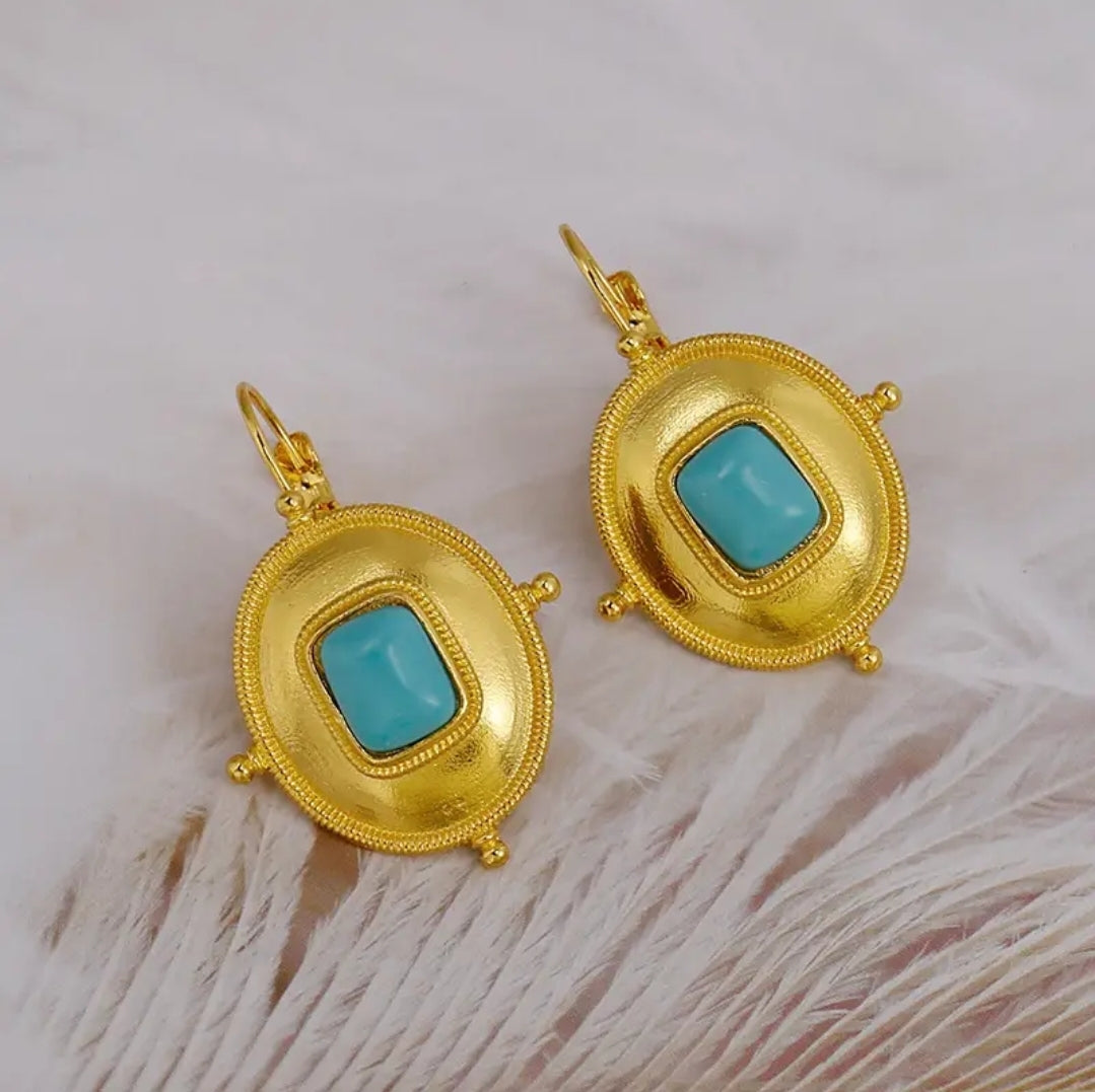 Golden zoval Turquoise Look Earrings