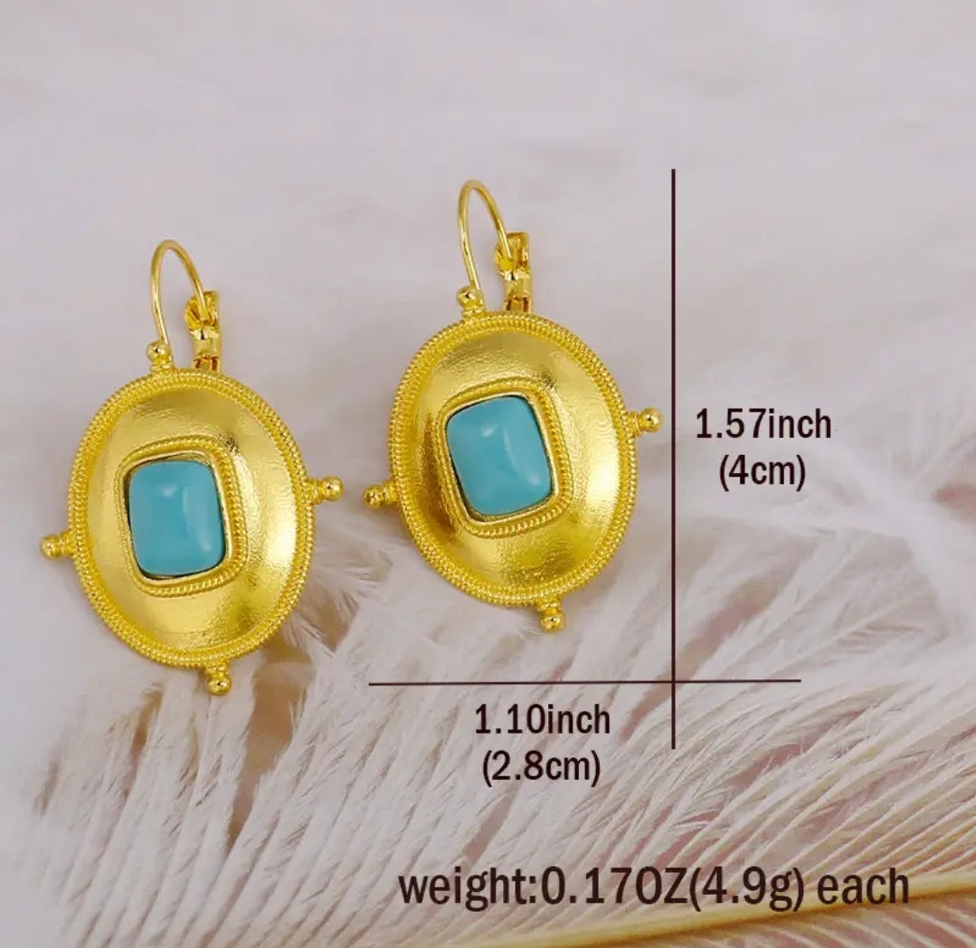 Golden zoval Turquoise Look Earrings