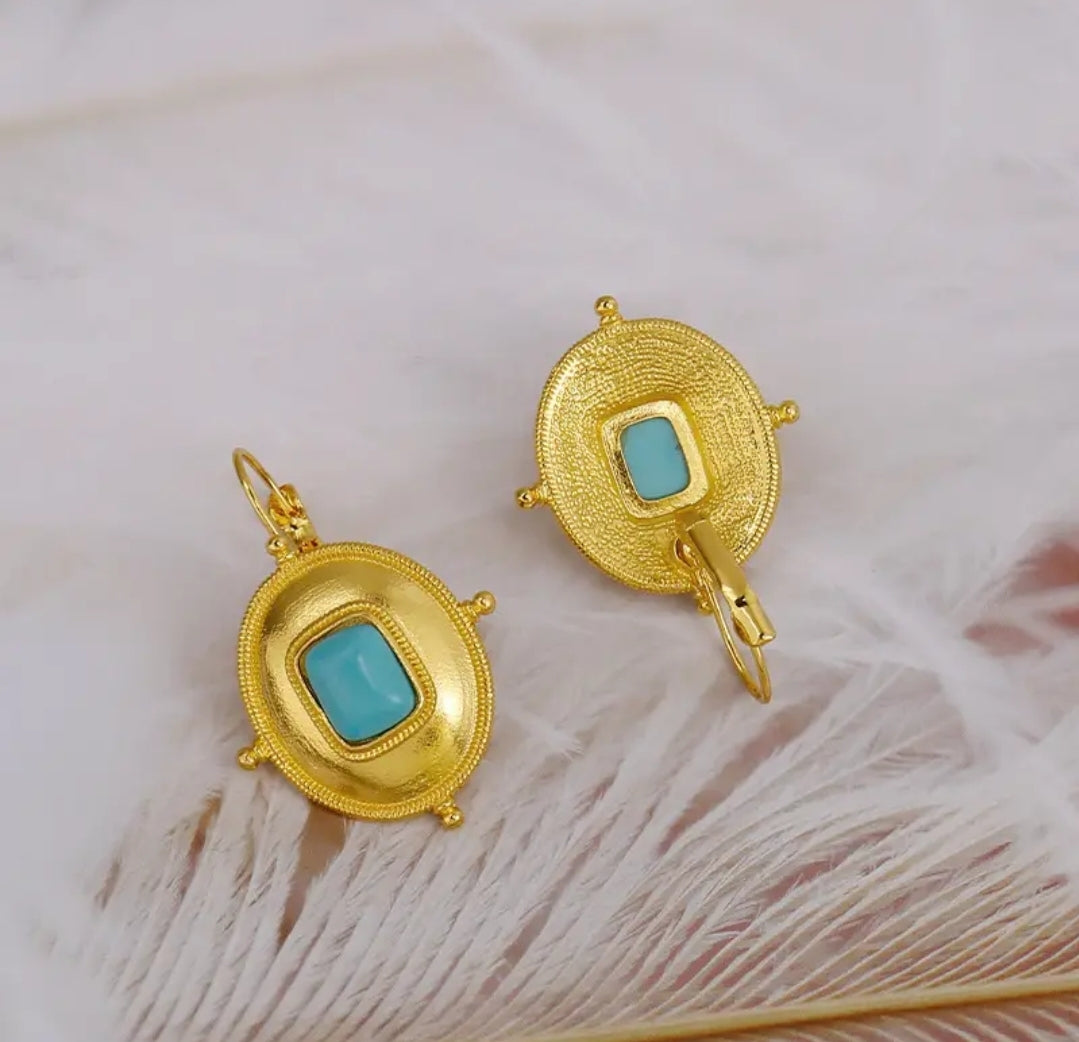 Golden zoval Turquoise Look Earrings