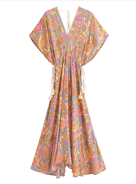 Vintage Floral Batwing Dress| S M L XL