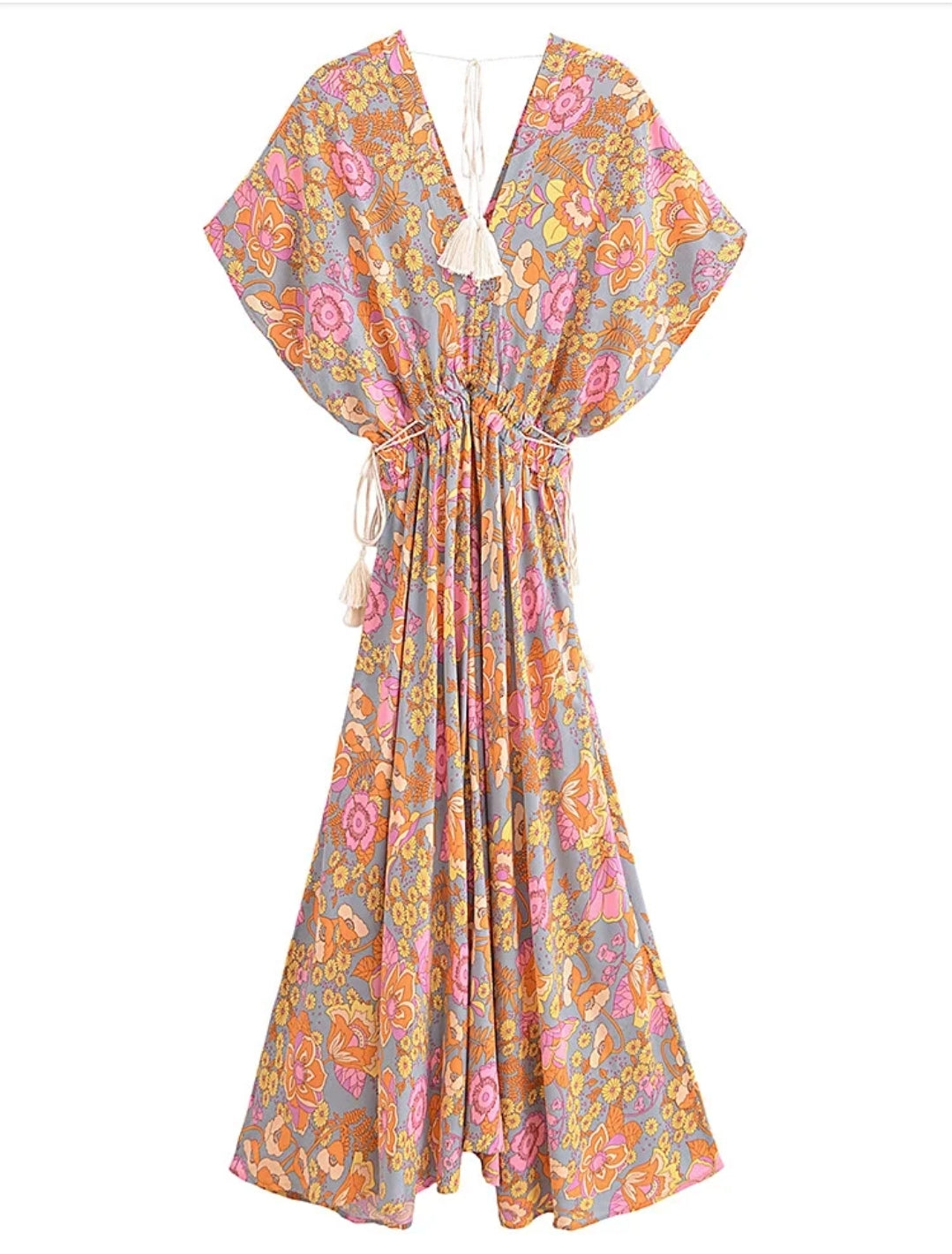 Vintage Floral Batwing Dress| S M L XL