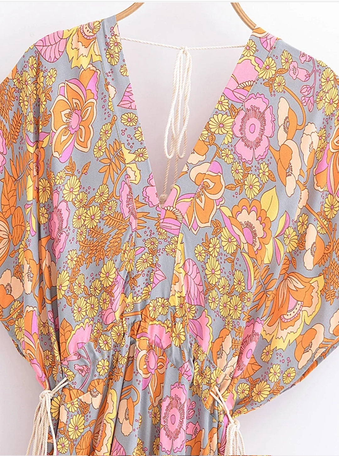 Vintage Floral Batwing Dress| S M L XL