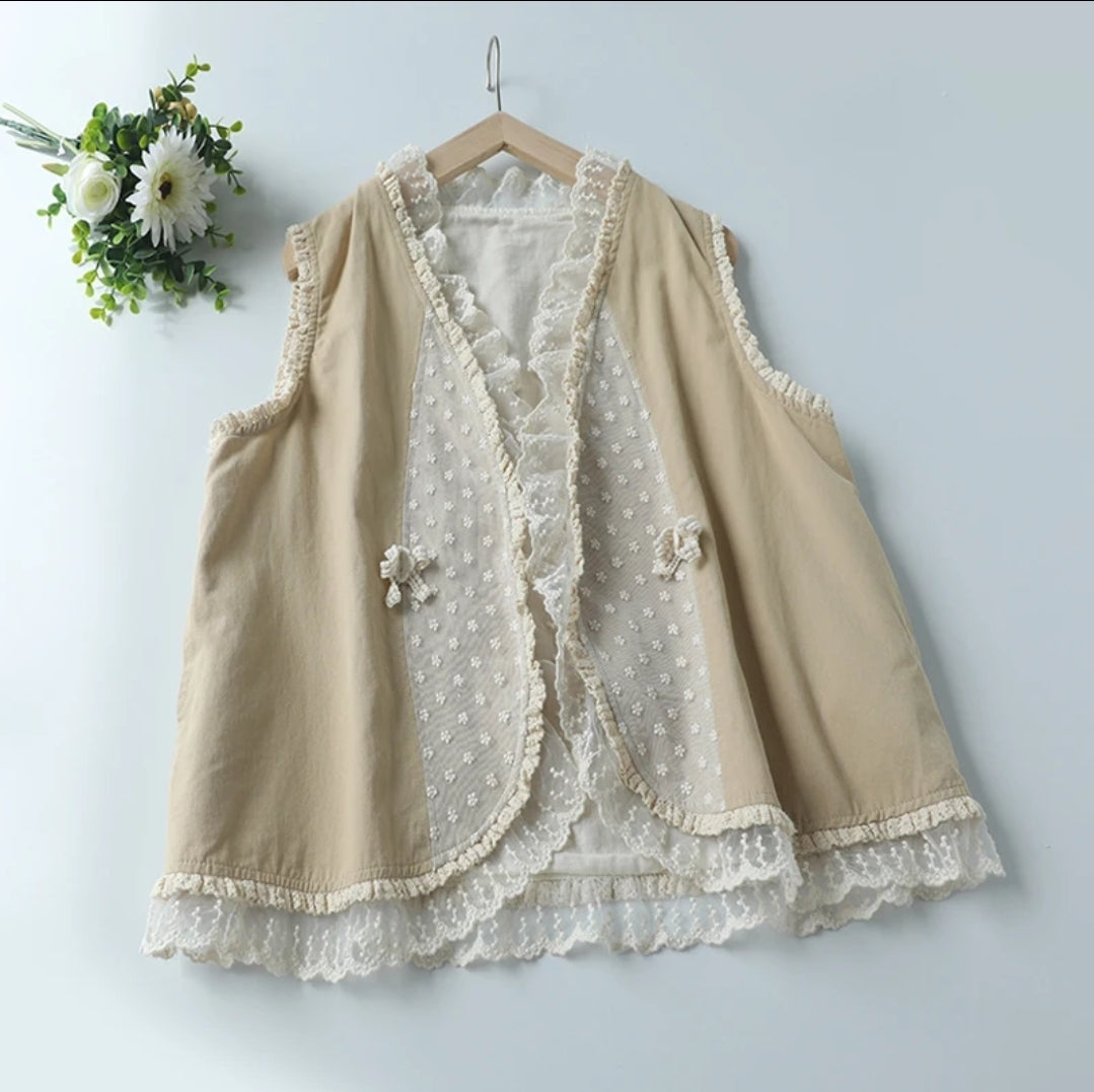 Vintage style cotton blend embroidered