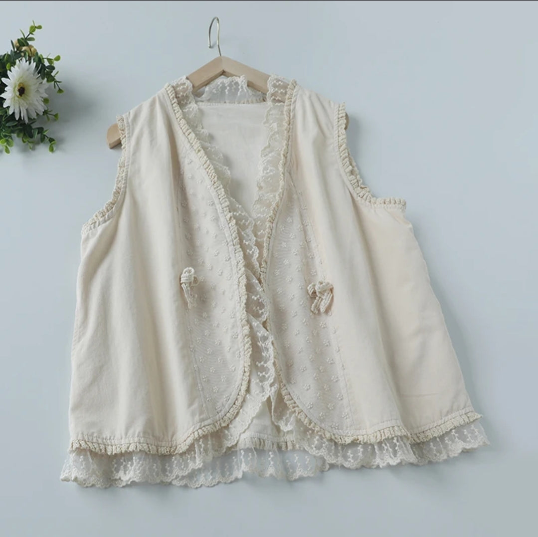 Vintage style cotton blend embroidered