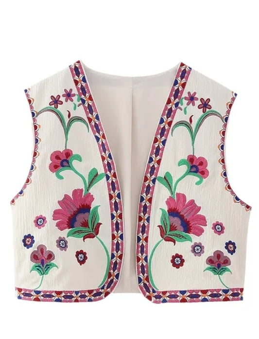 Z@ra Vibe Designer Cotton blend Embroidered Vest| XS S M L