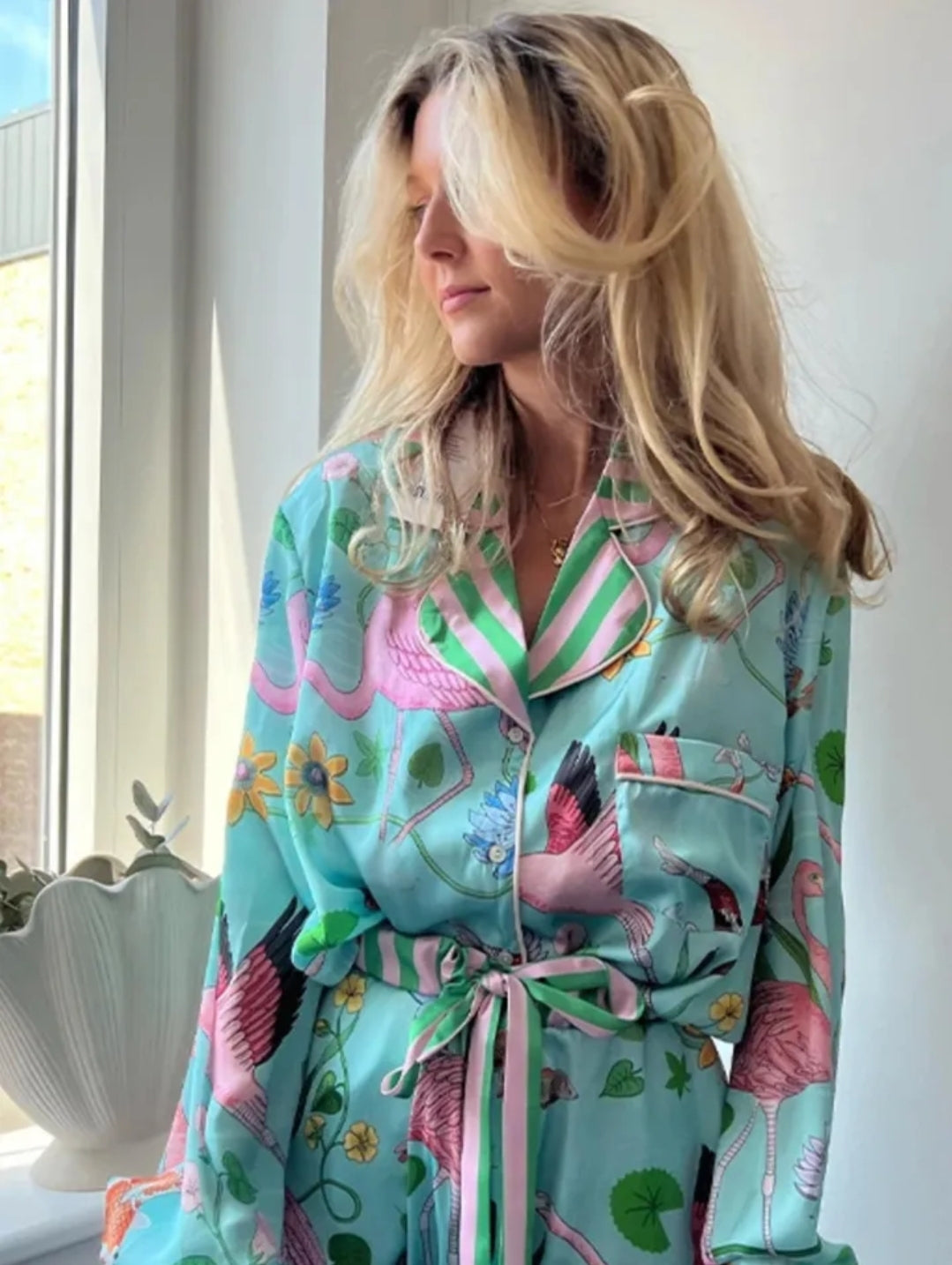 New 2024 instyle ice SILK Flamingo Pajamas