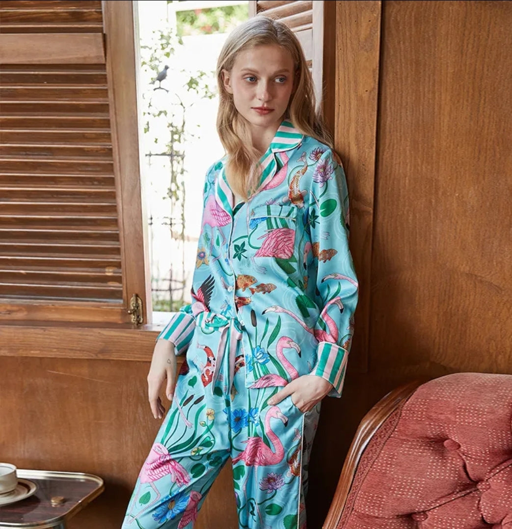 New 2024 instyle ice SILK Flamingo Pajamas