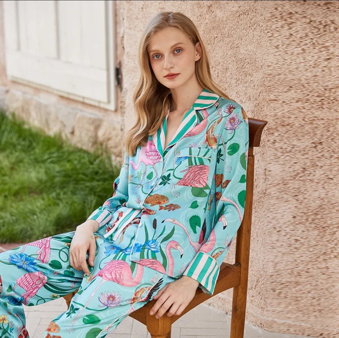 New 2024 instyle ice SILK Flamingo Pajamas