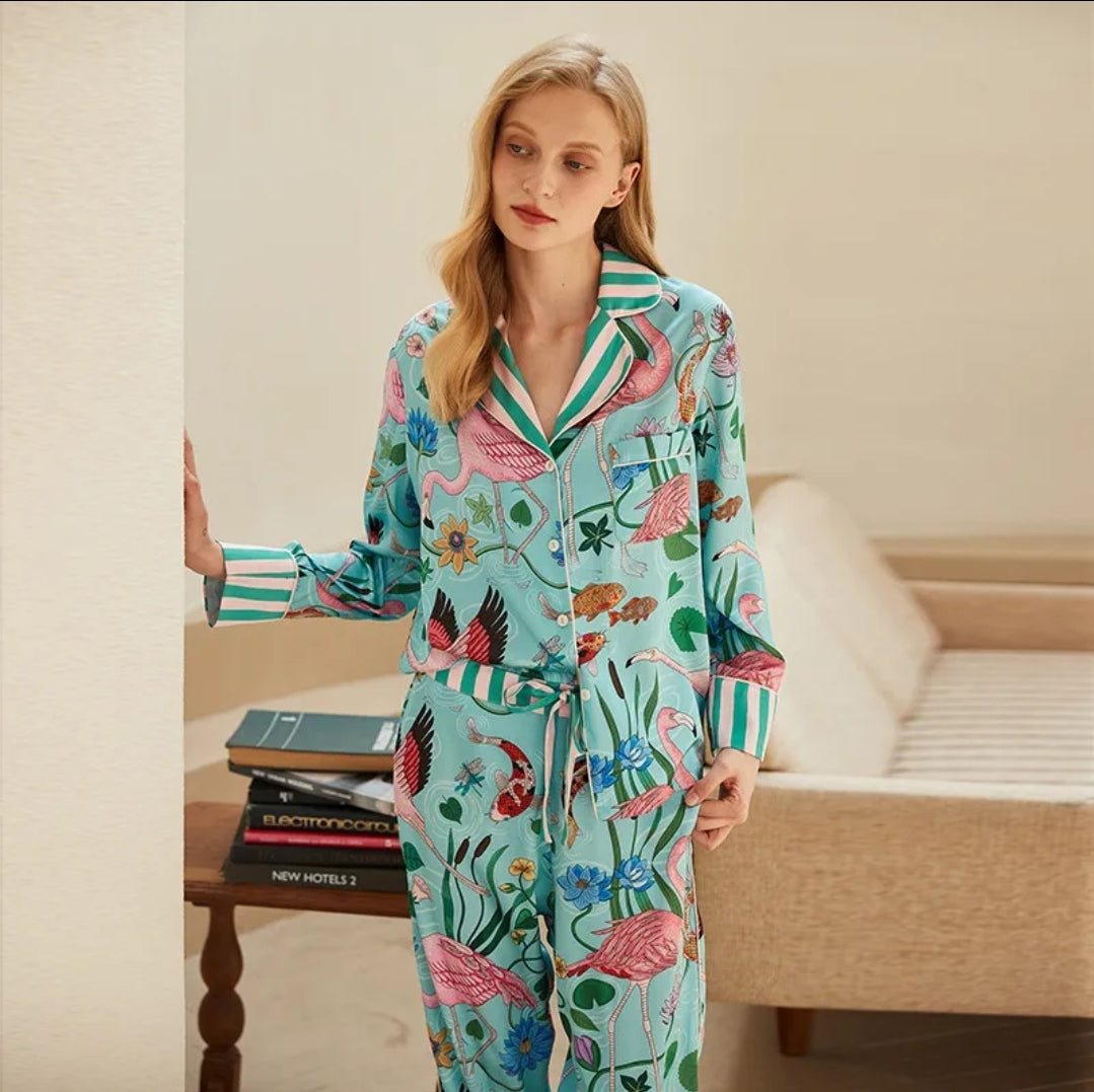 New 2024 instyle ice SILK Flamingo Pajamas