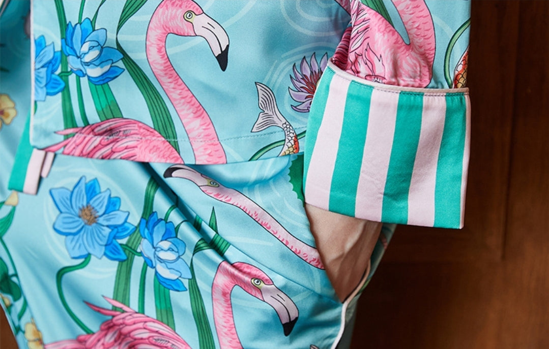 New 2024 instyle ice SILK Flamingo Pajamas